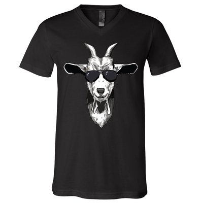 Goat With Sunglasses V-Neck T-Shirt