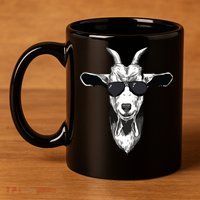 Goat With Sunglasses 11oz C Handle Ceramic Mug
