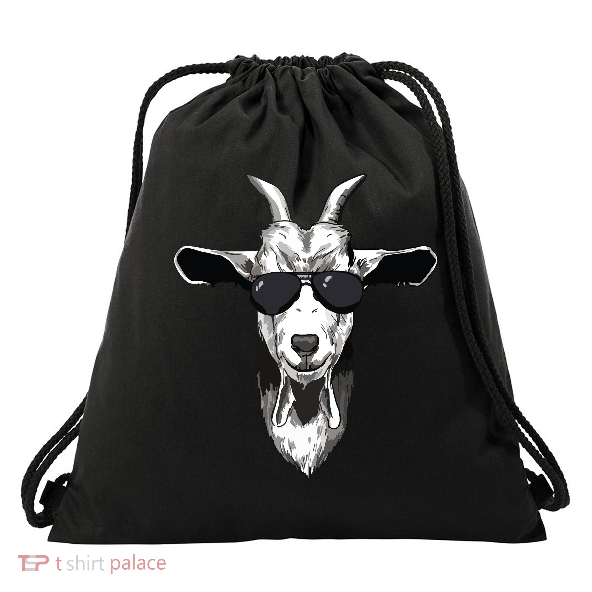Goat With Sunglasses Drawstring Bag