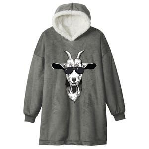 Goat With Sunglasses Hooded Wearable Blanket