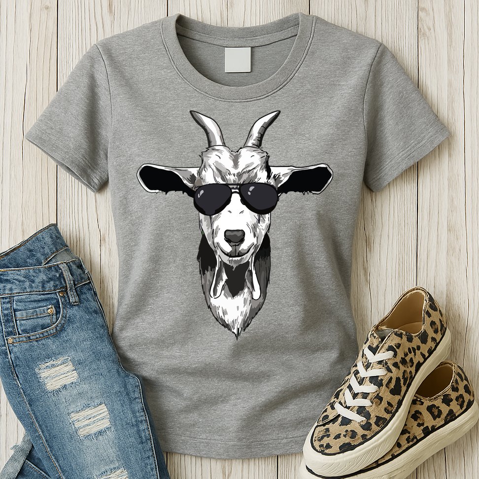 Goat With Sunglasses Womens T-Shirt
