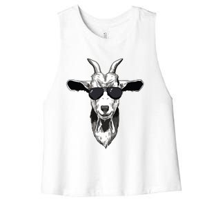 Goat With Sunglasses Women's Racerback Cropped Tank