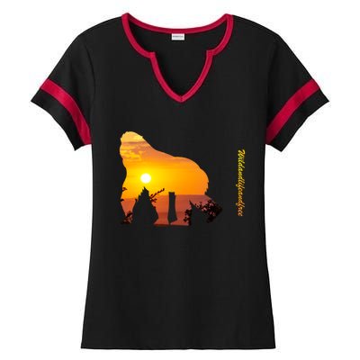 Gorilla With Sunset In Africa Wildlife Gorillas Meaningful Gift Ladies Halftime Notch Neck Tee