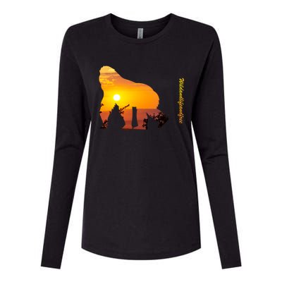 Gorilla With Sunset In Africa Wildlife Gorillas Meaningful Gift Womens Cotton Relaxed Long Sleeve T-Shirt