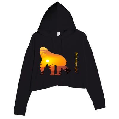 Gorilla With Sunset In Africa Wildlife Gorillas Meaningful Gift Crop Fleece Hoodie