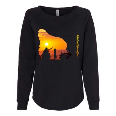 Gorilla With Sunset In Africa Wildlife Gorillas Meaningful Gift Womens California Wash Sweatshirt