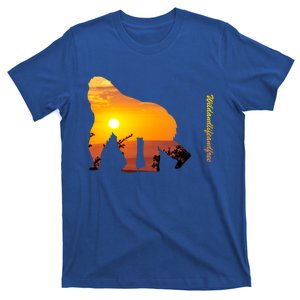 Gorilla With Sunset In Africa Wildlife Gorillas Meaningful Gift T-Shirt