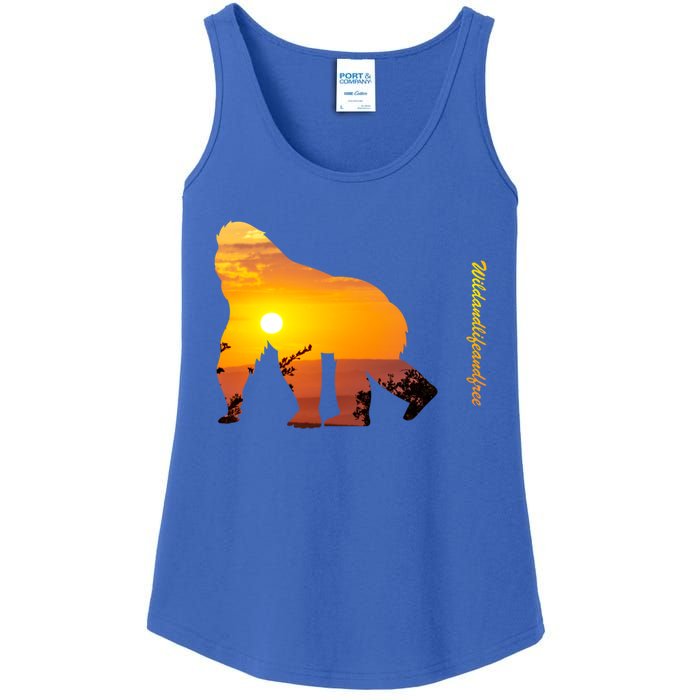 Gorilla With Sunset In Africa Wildlife Gorillas Meaningful Gift Ladies Essential Tank