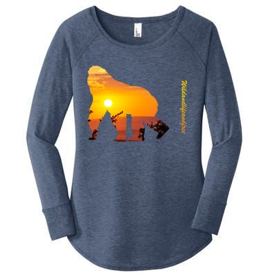 Gorilla With Sunset In Africa Wildlife Gorillas Meaningful Gift Women's Perfect Tri Tunic Long Sleeve Shirt