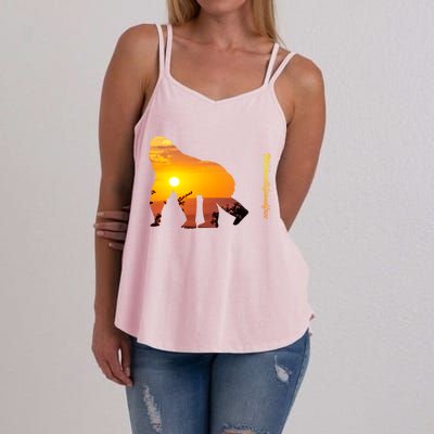 Gorilla With Sunset In Africa Wildlife Gorillas Meaningful Gift Women's Strappy Tank