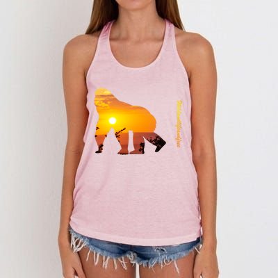 Gorilla With Sunset In Africa Wildlife Gorillas Meaningful Gift Women's Knotted Racerback Tank