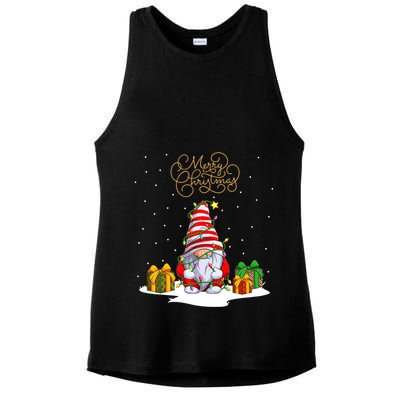 Gnome With Snow Xmas Funny Merry Christmas Ladies PosiCharge Tri-Blend Wicking Tank