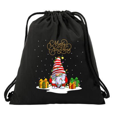 Gnome With Snow Xmas Funny Merry Christmas Drawstring Bag