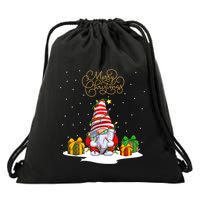 Gnome With Snow Xmas Funny Merry Christmas Drawstring Bag