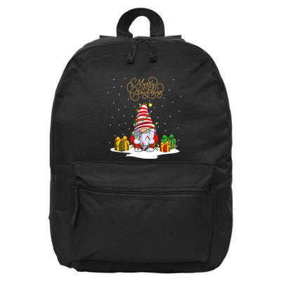 Gnome With Snow Xmas Funny Merry Christmas 16 in Basic Backpack