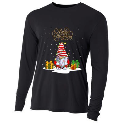 Gnome With Snow Xmas Funny Merry Christmas Cooling Performance Long Sleeve Crew