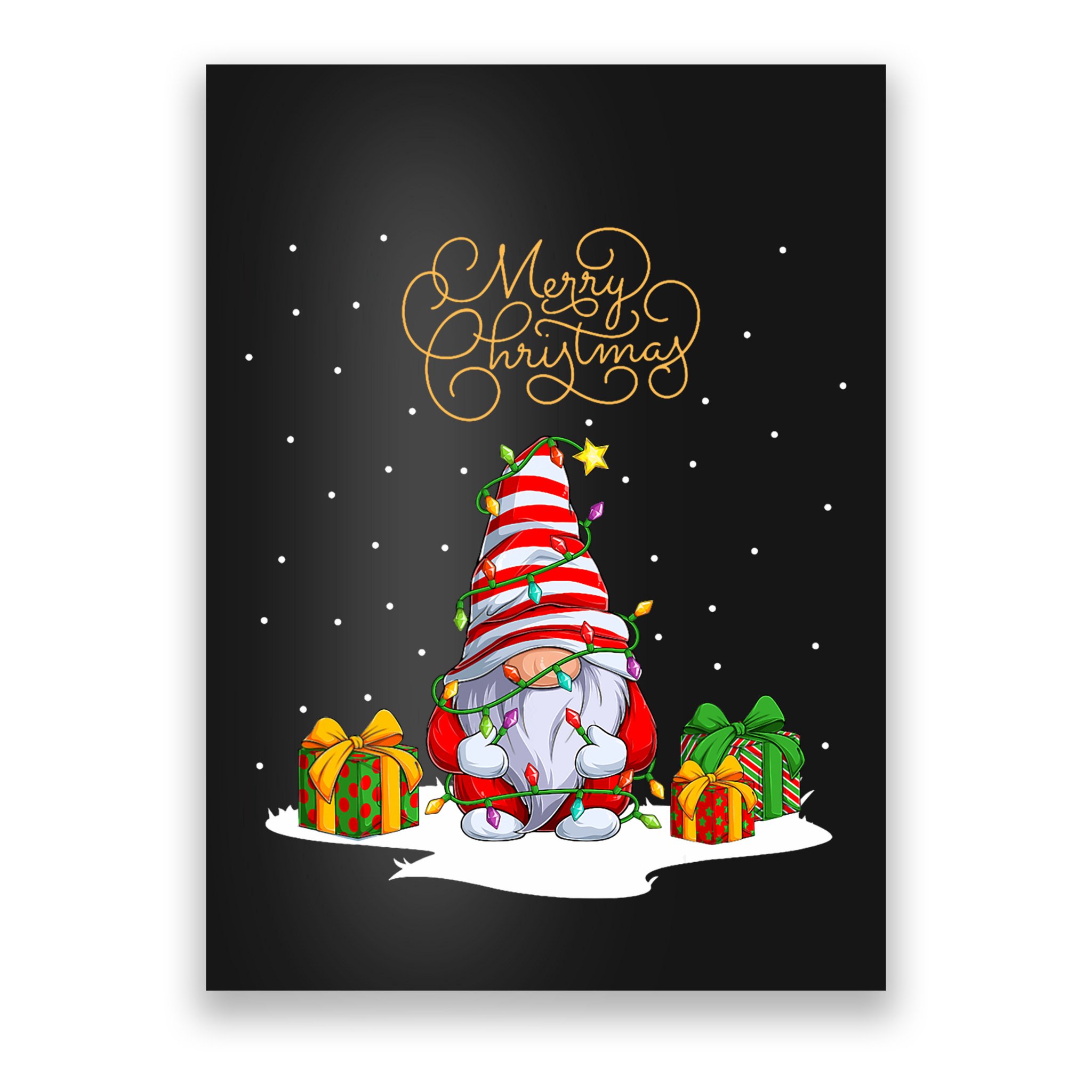 Gnome With Snow Xmas Funny Merry Christmas Poster