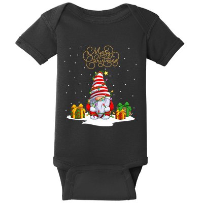 Gnome With Snow Xmas Funny Merry Christmas Baby Bodysuit
