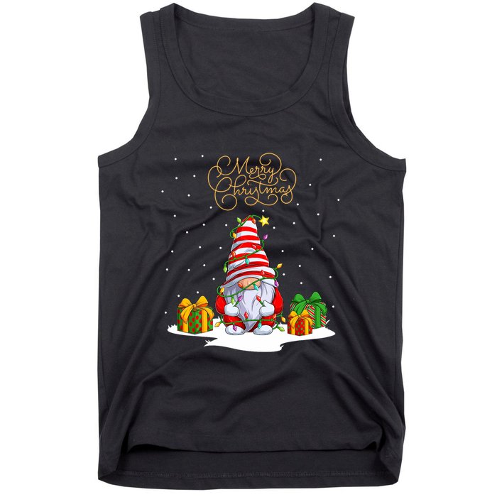 Gnome With Snow Xmas Funny Merry Christmas Tank Top