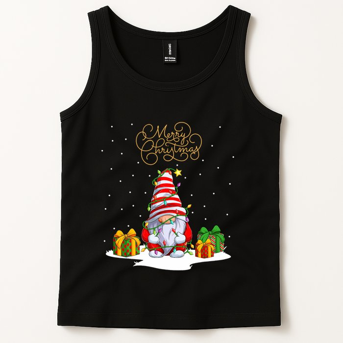 Gnome With Snow Xmas Funny Merry Christmas Tank Top