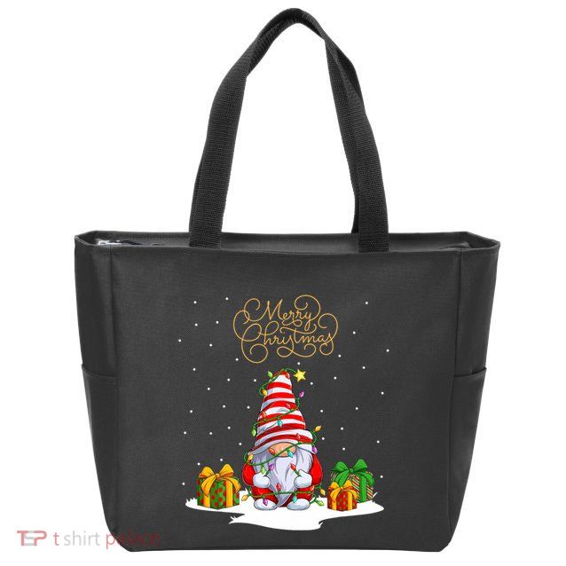 Gnome With Snow Xmas Funny Merry Christmas Zip Tote Bag