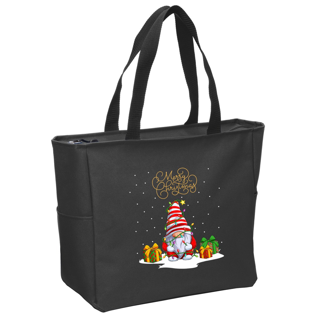 Gnome With Snow Xmas Funny Merry Christmas Zip Tote Bag