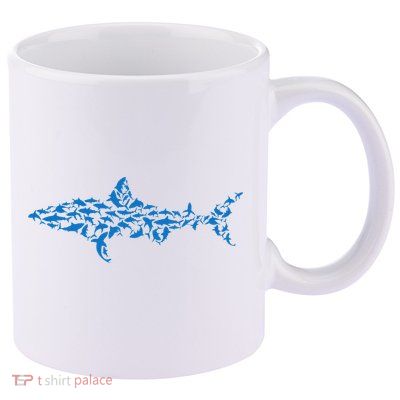 Great White Shark Sharks Silhouette Shark Fish White Shark 11oz C Handle Ceramic Mug
