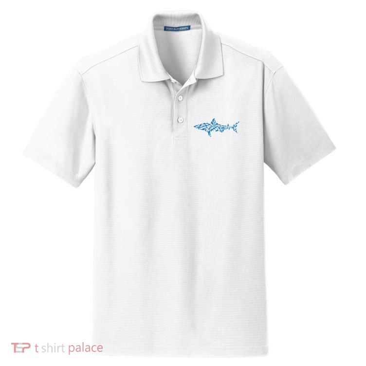 Great White Shark Sharks Silhouette Shark Fish White Shark Dry Zone Grid Polo