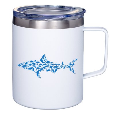 Great White Shark Sharks Silhouette Shark Fish White Shark 12oz Stainless Steel Coffee Mug