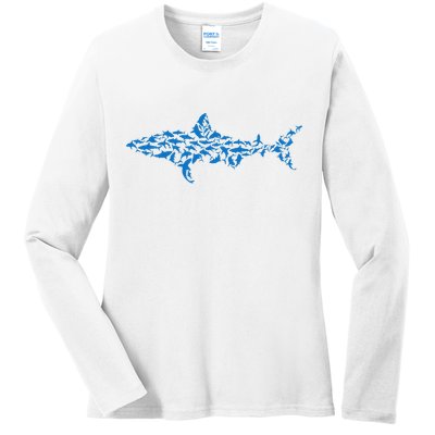 Great White Shark Sharks Silhouette Shark Fish White Shark Ladies Long Sleeve Shirt