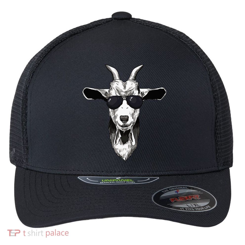 Goat With Sunglasses Flexfit Unipanel Trucker Cap