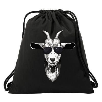Goat With Sunglasses Drawstring Bag