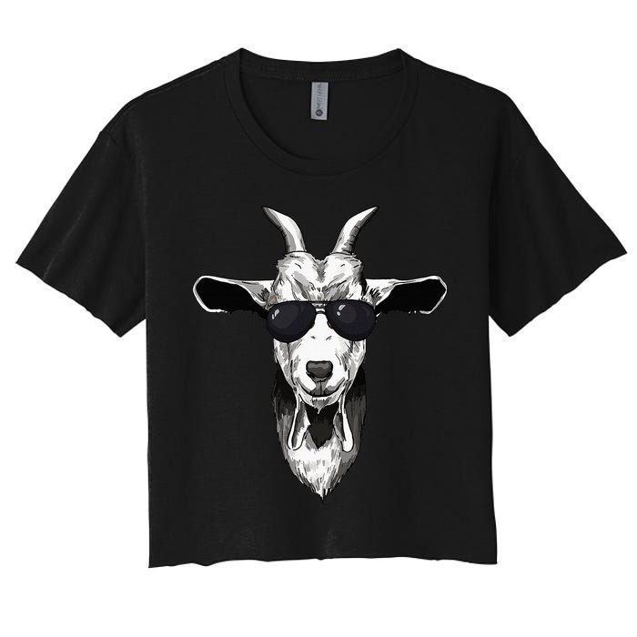 Goat With Sunglasses Women's Crop Top Tee