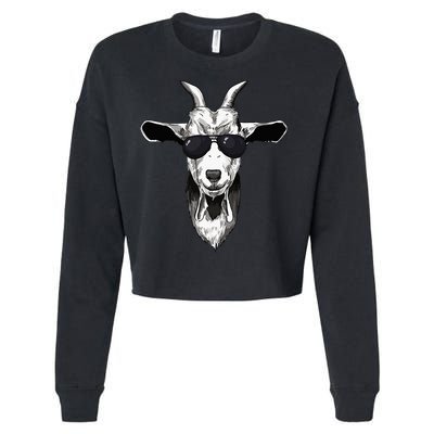 Goat With Sunglasses Cropped Pullover Crew
