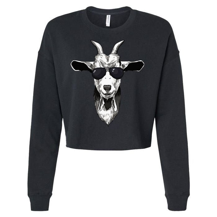 Goat With Sunglasses Cropped Pullover Crew