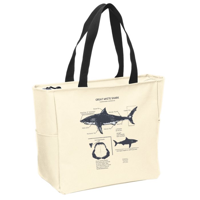 Great White Shark Anatomy Marine Biologist Zip Tote Bag