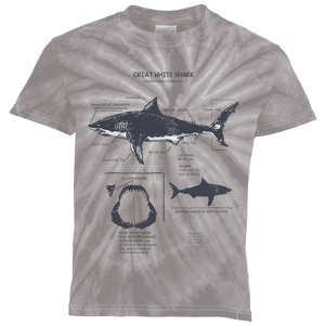 Great White Shark Anatomy Marine Biologist Kids Tie-Dye T-Shirt