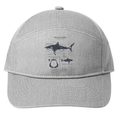 Great White Shark Anatomy Marine Biologist 7-Panel Snapback Hat