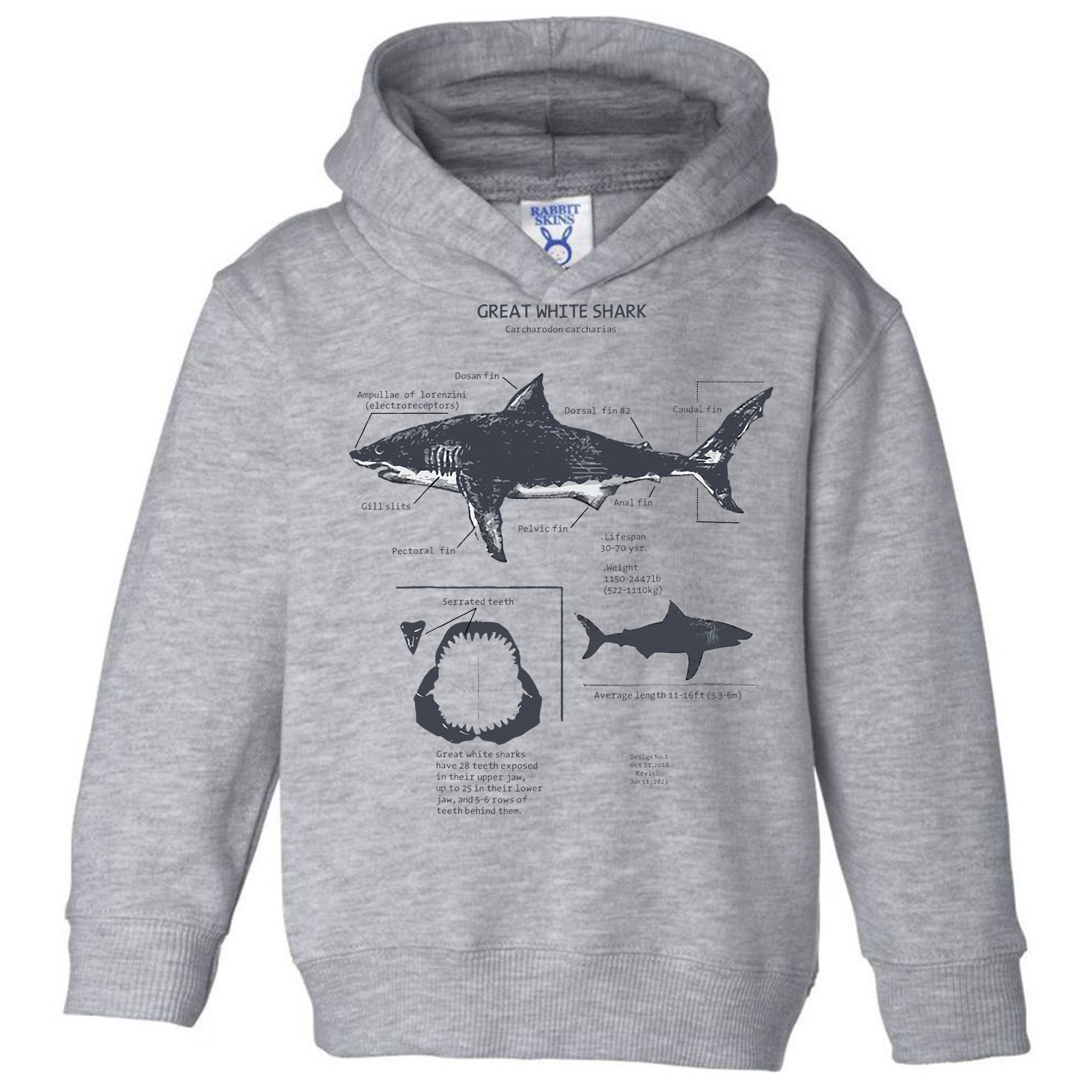 Great White Shark Anatomy Marine Biologist Toddler Hoodie