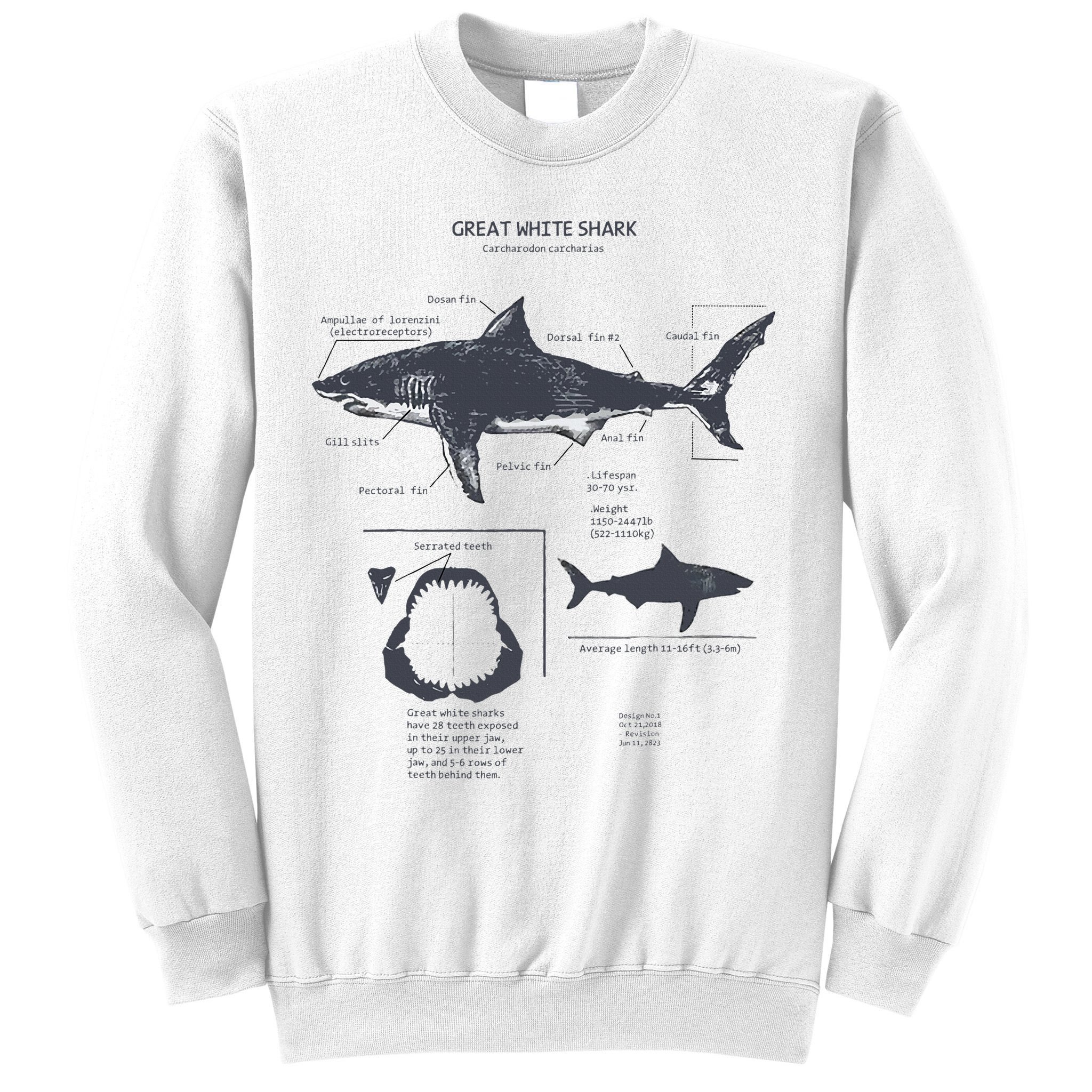 Great White Shark Anatomy Marine Biologist Sweatshirt