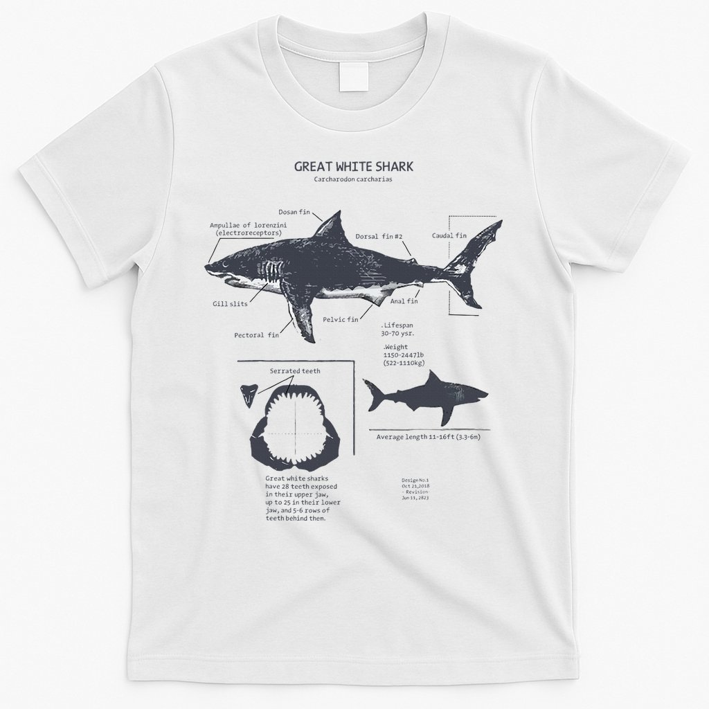 Great White Shark Anatomy Marine Biologist T-Shirt