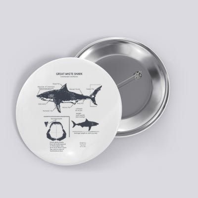 Great White Shark Anatomy Marine Biologist Button