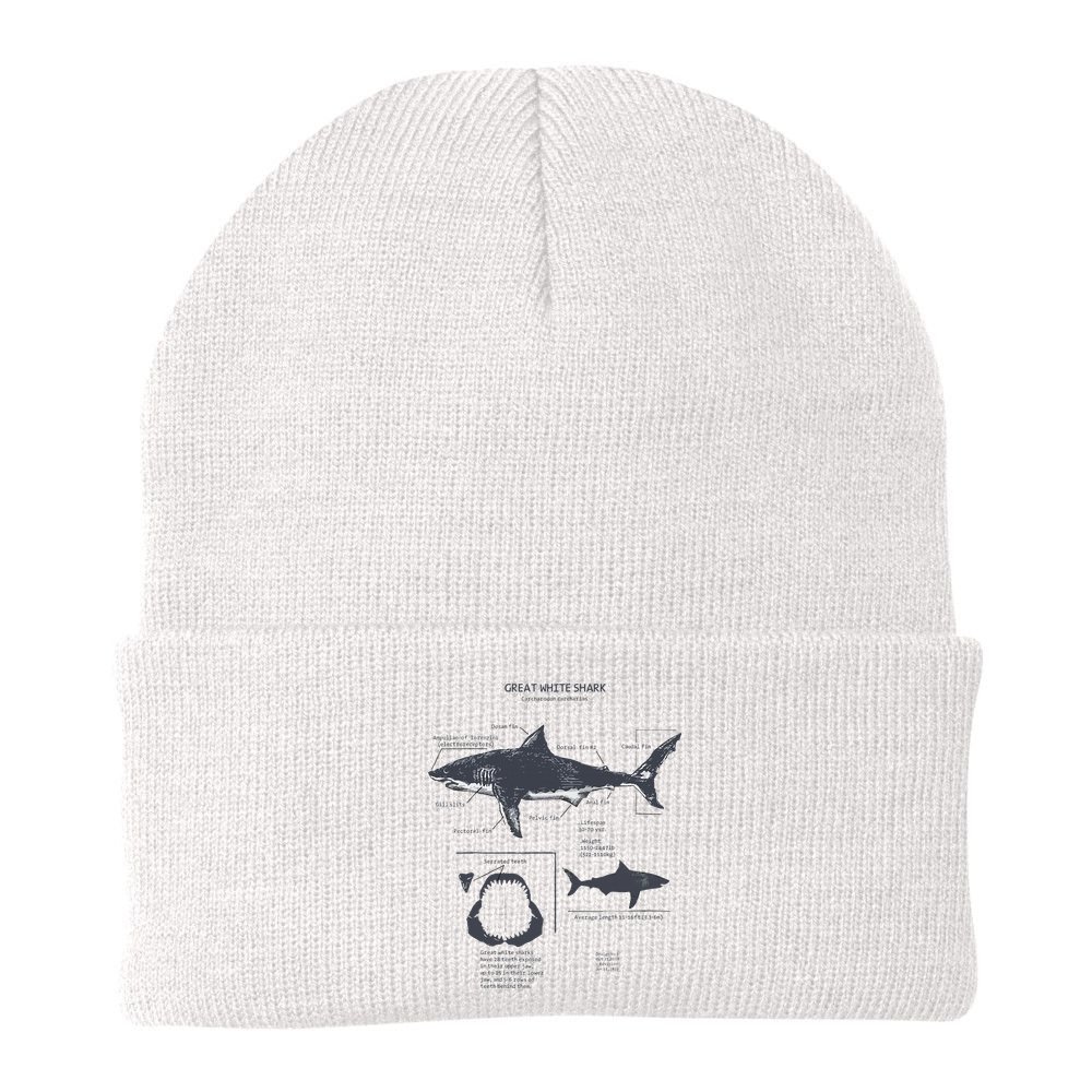 Great White Shark Anatomy Marine Biologist Beanie