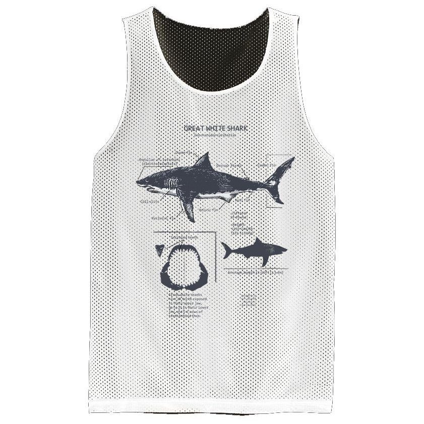 Great White Shark Anatomy Marine Biologist Mesh Reversible Basketball Jersey Tank