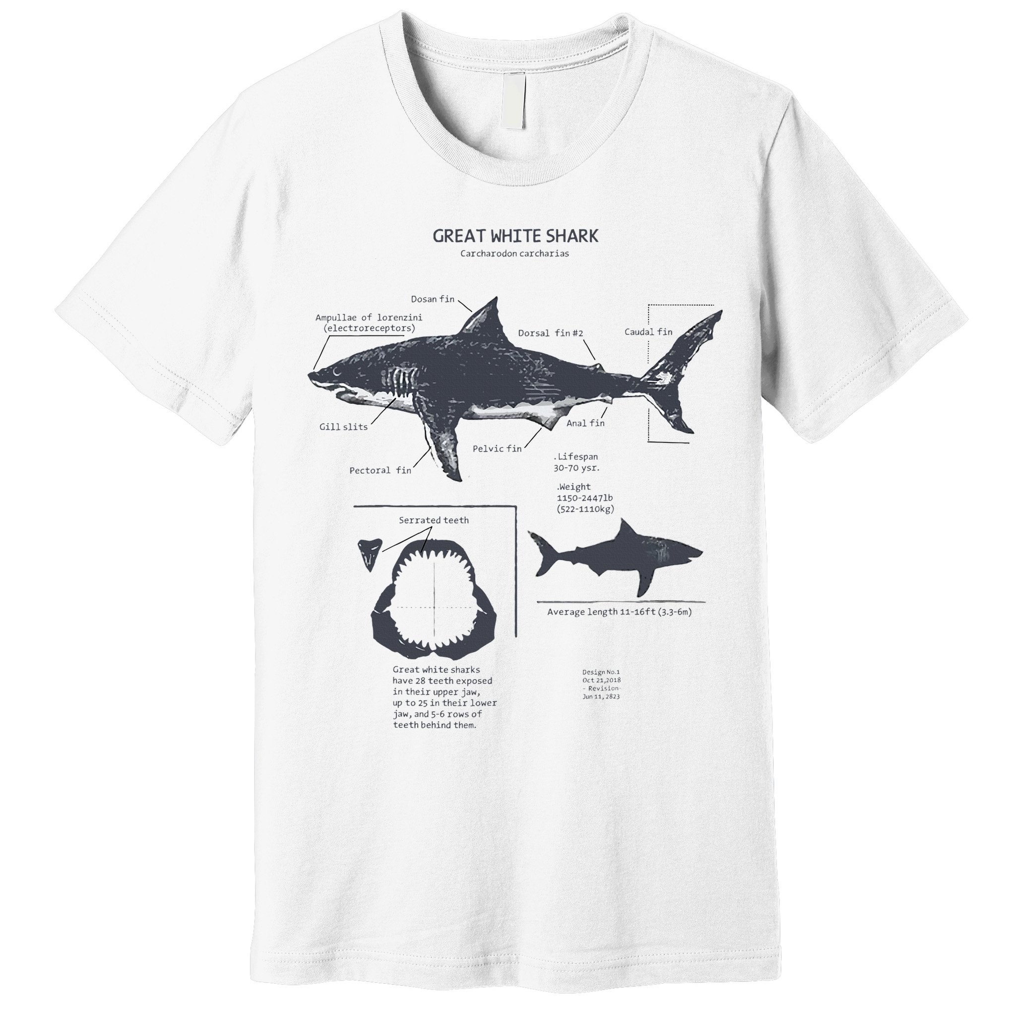 Great White Shark Anatomy Marine Biologist Premium T-Shirt