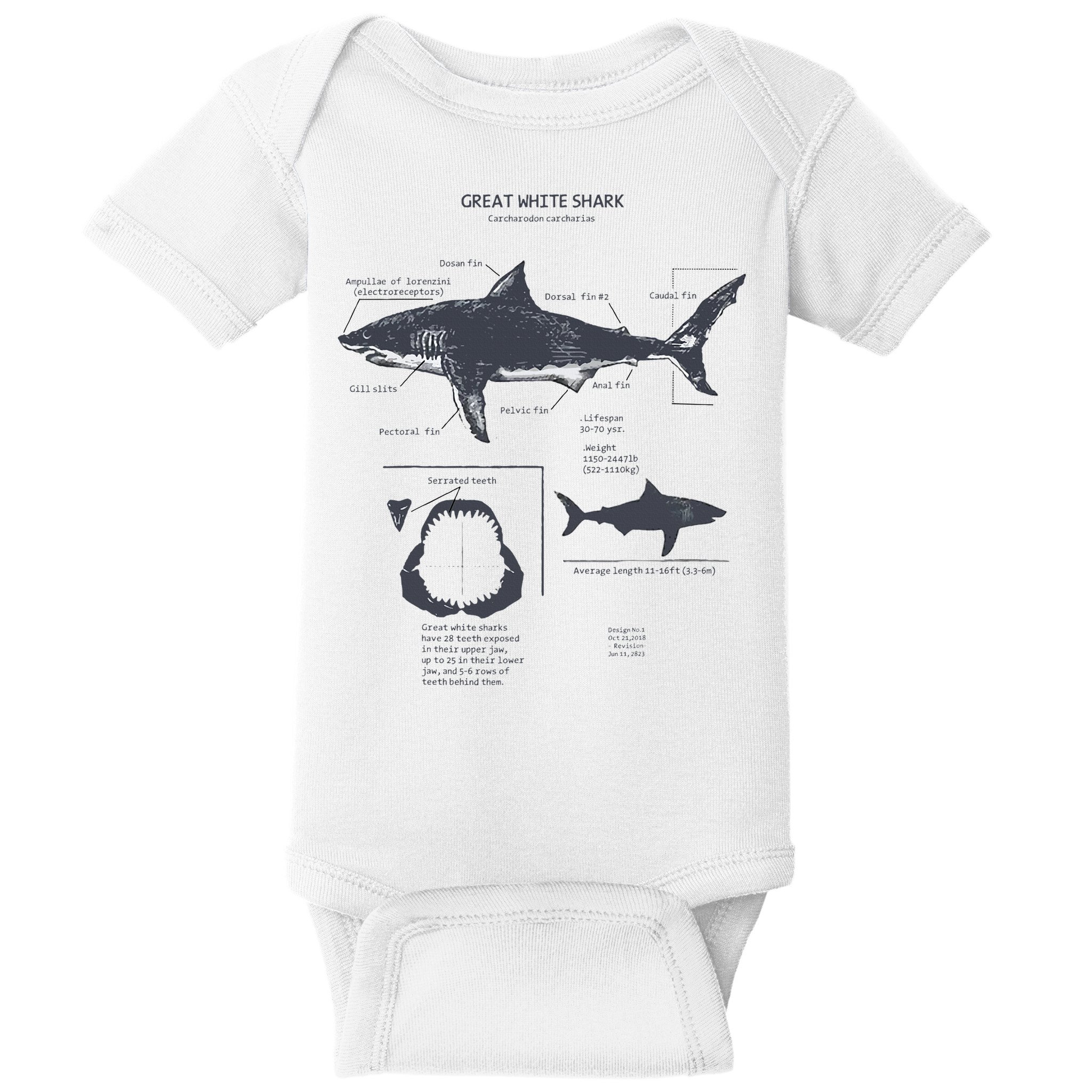 Great White Shark Anatomy Marine Biologist Baby Bodysuit
