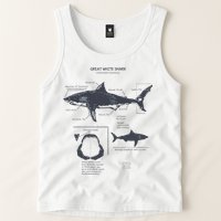 Great White Shark Anatomy Marine Biologist Tank Top