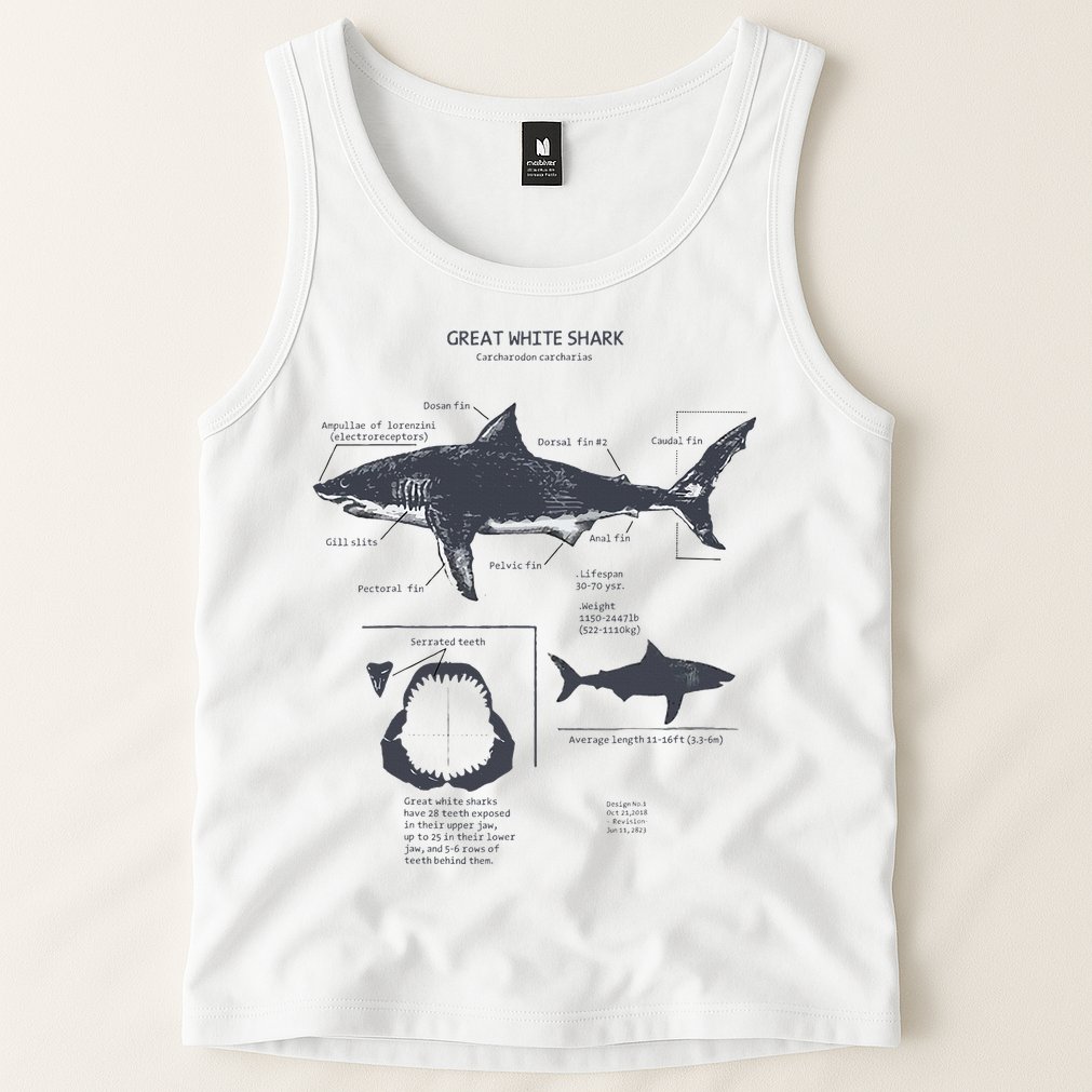Great White Shark Anatomy Marine Biologist Tank Top