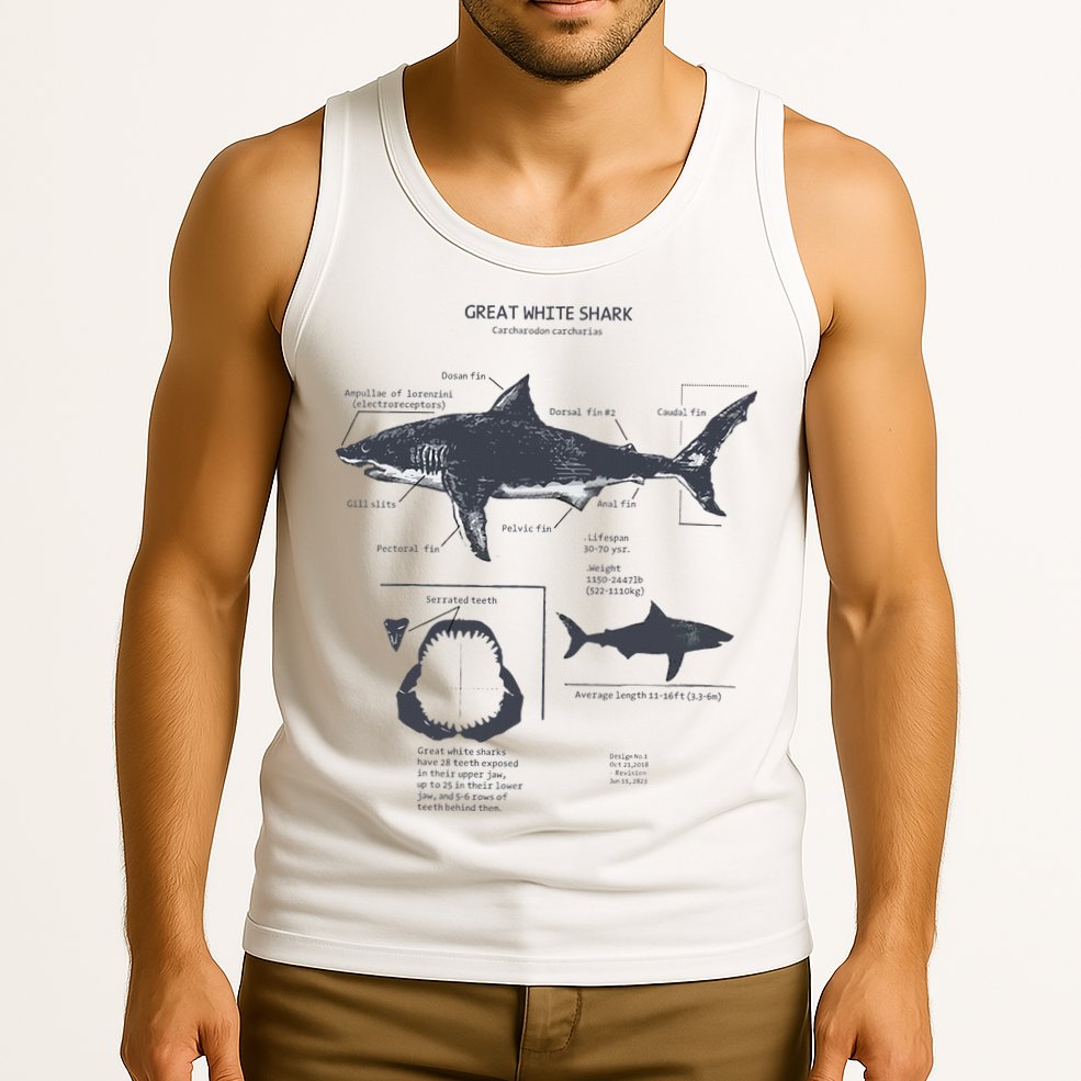 Great White Shark Anatomy Marine Biologist Tank Top