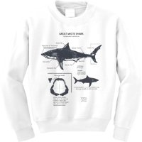 Great White Shark Anatomy Marine Biologist Kids Sweatshirt